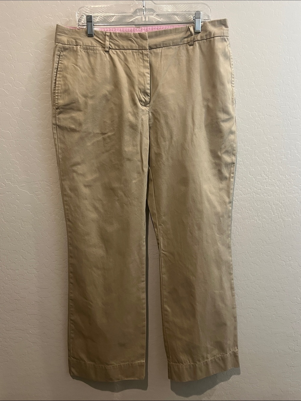 Lands End Womena Classic Khaki Chino Pants - Tan size -14
